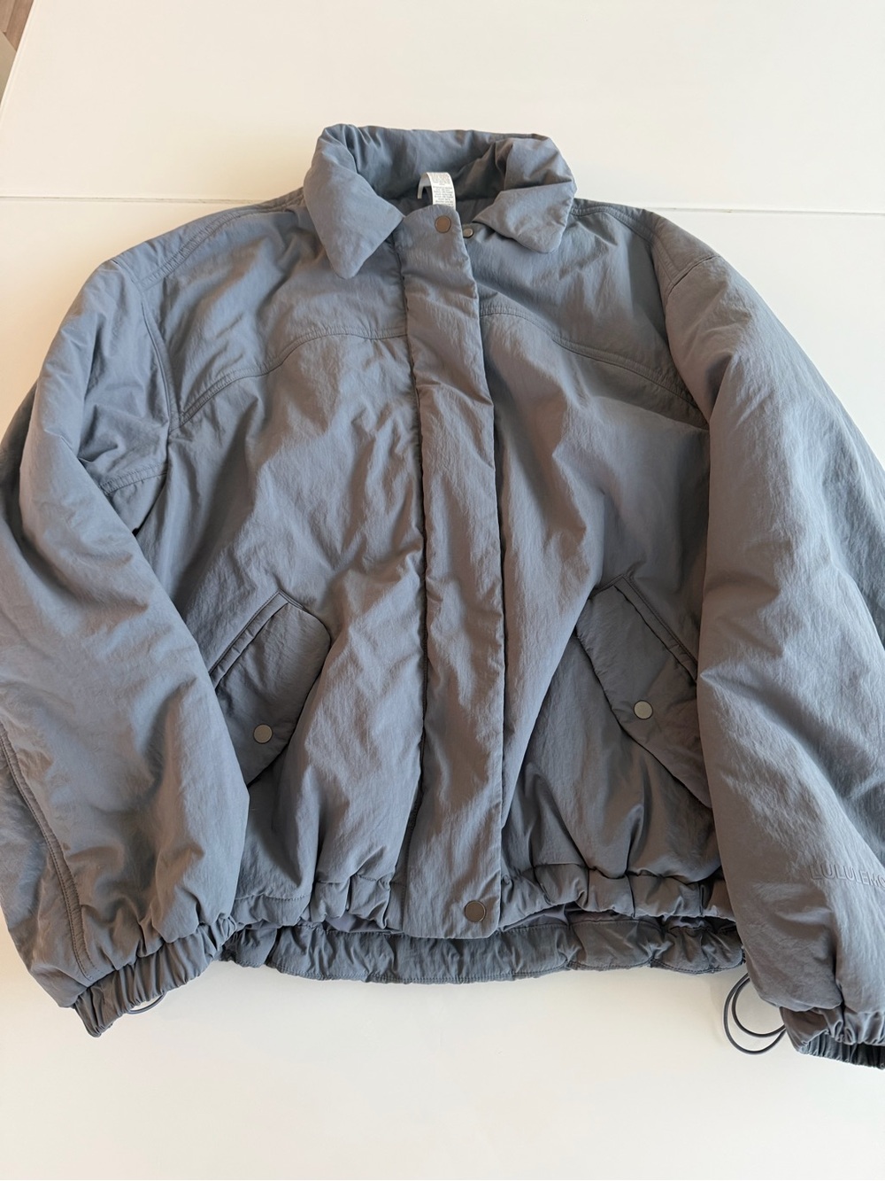 lululemon athletica Slate Gray Cinch-Hem Puffer Jacket sz M - Picture 1 of 10